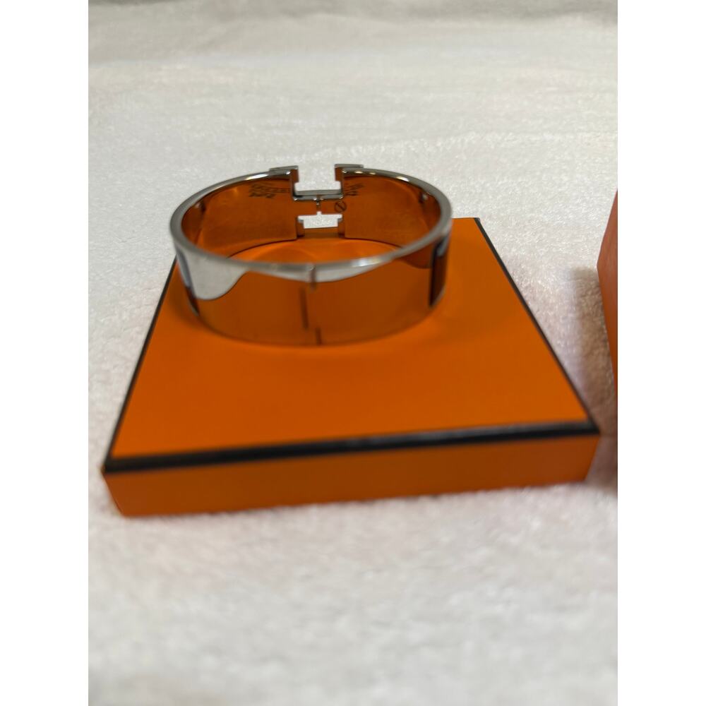 Hermes Clic Clac H Bracelet Black and Silver - Picture 9 of 10